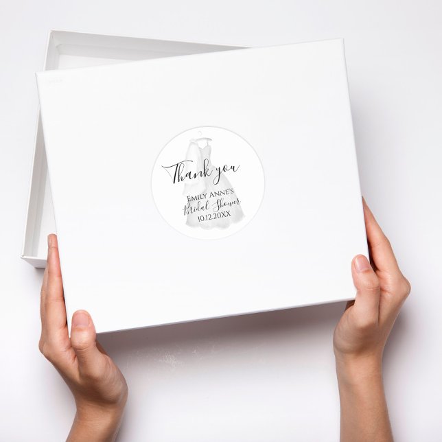 Sticker Rond Elégante robe de mariage Fête des mariées personna (Wedding thank you sticker)