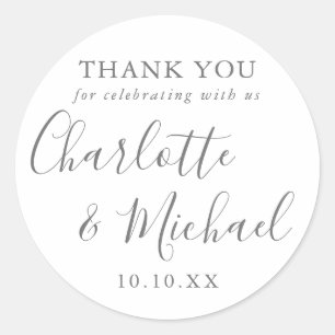 Sticker Rond Élégante Signature Mariage Favoriser Merci