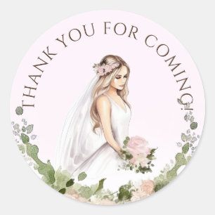 Sticker Rond Élégante Tendre Mariée-à-Venir Remerciements pour 