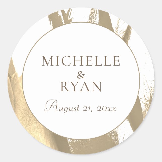 Sticker Rond Elégante Tulipes d'or Mariage floral (Devant)