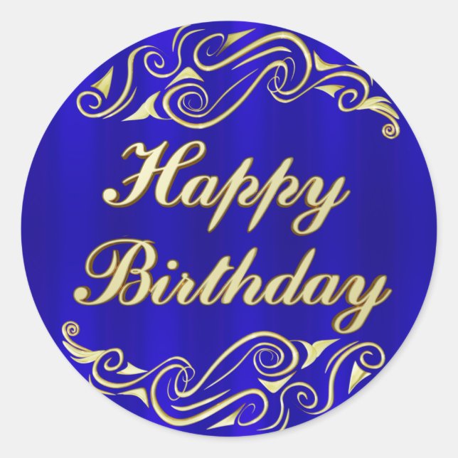 Sticker Rond Élégante Typographie d'or Regal Joyeux Anniversair (Devant)