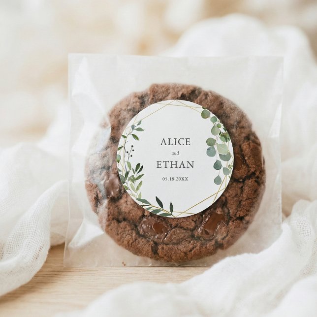 Sticker Rond Elégante verdure Eucalyptus Mariage (Créateur téléchargé)