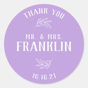 Sticker Rond Elégante Verdure M. et Mme Wedding Favor Classic