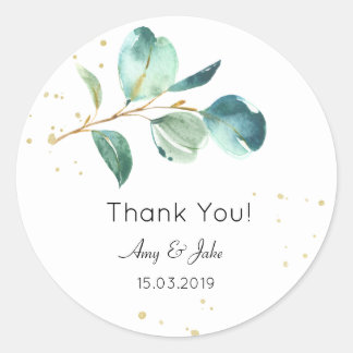 Sticker Rond Élégante verdure Mariage Merci Tags