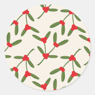 Sticker Rond Élégantes Baies d'Hiver de Noël Fêtes