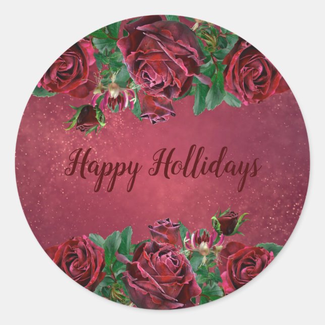 Sticker Rond Élégantes fêtes de Noël rose (Devant)