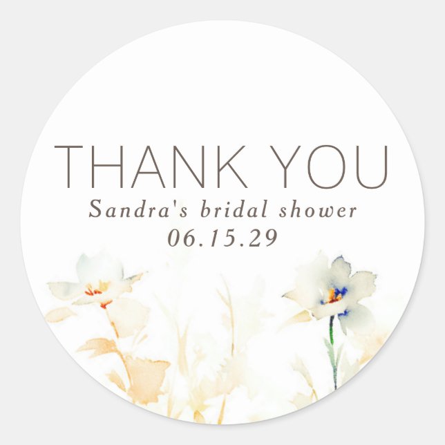 Sticker Rond Élégantes Fleurs De Terres Automnales Merci (Devant)