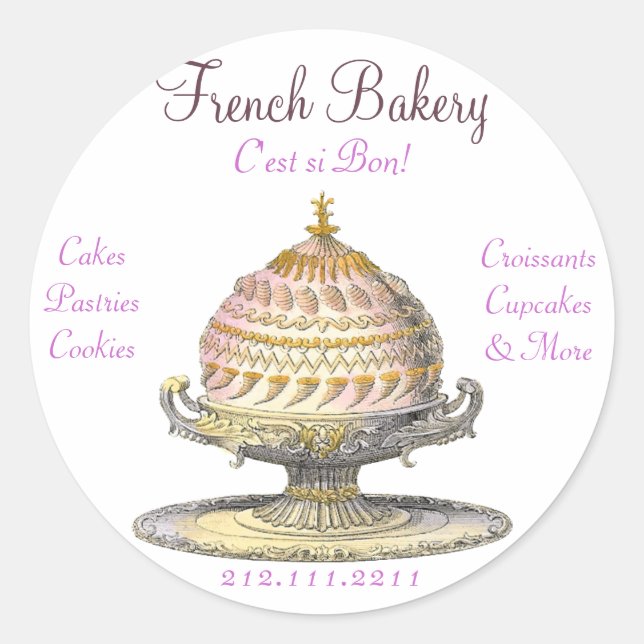 Sticker Rond Élégantes pâtisseries Vintages : boulangerie, pâti (Devant)