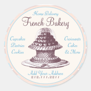 Sticker Rond Élégantes pâtisseries Vintages : Boulangerie Peach