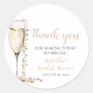 Sticker Rond Élégantes Perles Dorées et Fête de Mariage au Pros