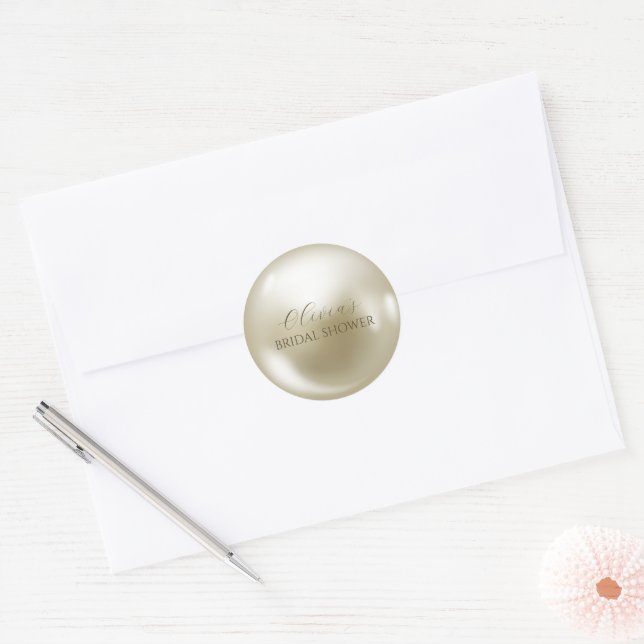 Sticker Rond Elégantes perles et bridal shower prosecco  (Enveloppe)