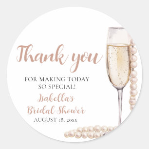 Sticker Rond Élégantes Perles Roses et Fête de Mariage au Prose