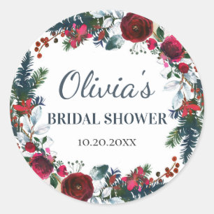 Sticker Rond Élégantes Roses d'Hiver Bourguignon Fleurs DOUCHES