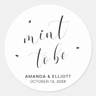 Sticker Rond Élégants Bonbons à la Menthe Cadeau de Mariage