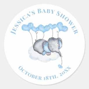 Sticker Rond Élément de décor de Baby Shower : éléphant bébé ga