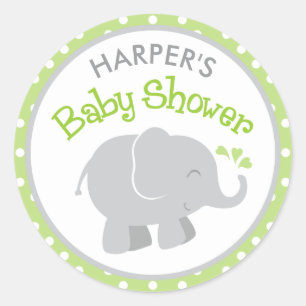 Sticker Rond Élément de douche éléphant gris à pois verts
