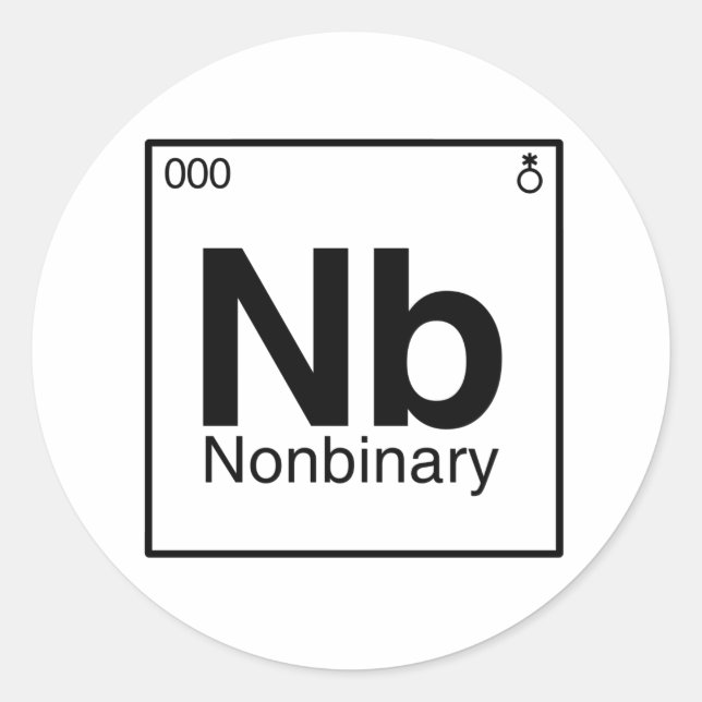 Sticker Rond Élément NB - Tableau périodique non binaire (Devant)