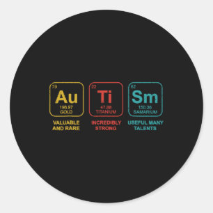 Sticker Rond Éléments autistes Tableau périodique Sensibilisati