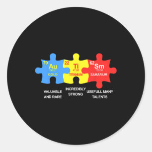 Sticker Rond Éléments autistes Tableau périodique Sensibilisati