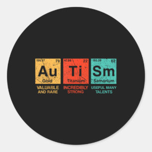 Sticker Rond Éléments autistes Tableau périodique Sensibilisati