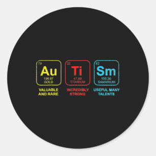 Sticker Rond Éléments autistes Tableau périodique Sensibilisati