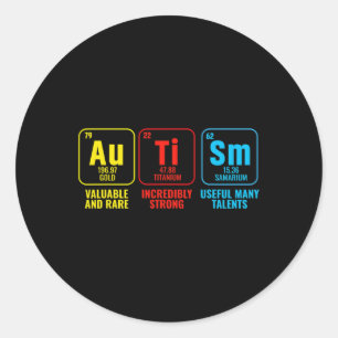 Sticker Rond Éléments autistes Tableau périodique Sensibilisati