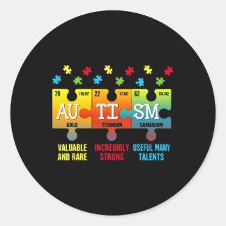 Sticker Rond Éléments autistes Tableau périodique Sensibilisati