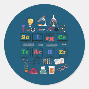 Sticker Rond Éléments de chimie de la table périodique de l'ens