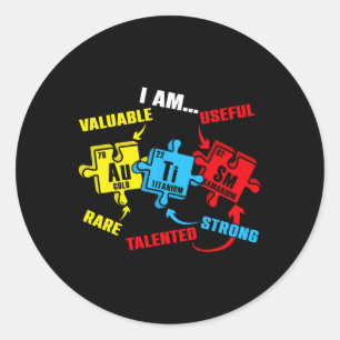 Sticker Rond Éléments de chimie Tableau périodique Puzzle Autis