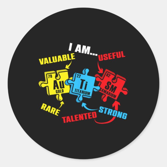 Sticker Rond Éléments de chimie Tableau périodique Puzzle Autis (Devant)