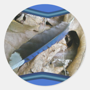 Sticker Rond Éléments de coordination de la plume de gris bleu