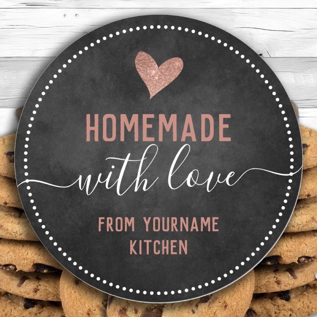 Sticker Rond Éléments de nourriture faits maison en écriture ma (Créateur téléchargé)