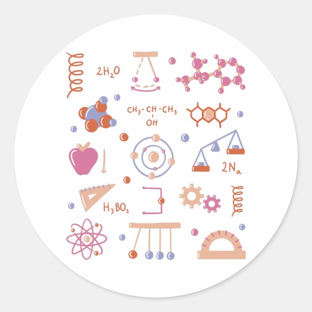 Sticker Rond Éléments de physique (Devant)