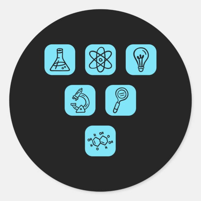 Sticker Rond Éléments de science Articles (Devant)