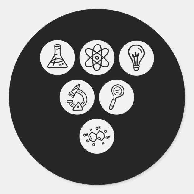 Sticker Rond Éléments de science Articles (Devant)