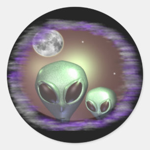 Sticker Rond Éléments gris Aliens
