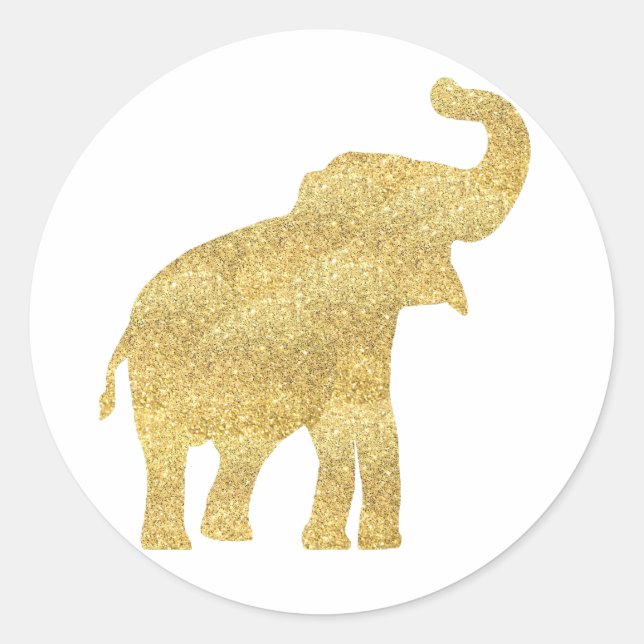 Sticker Rond éléphant à bébé doré (Devant)