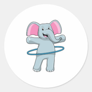 Sticker Rond Eléphant à Fitness avec pneus Fitness