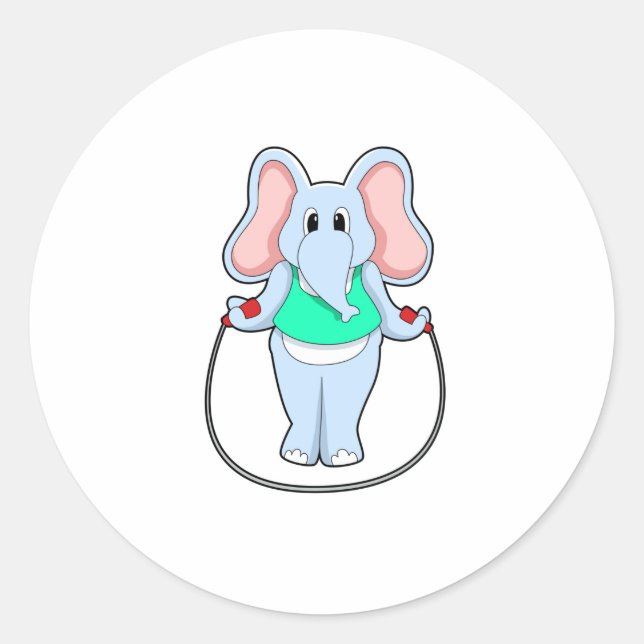 Sticker Rond Eléphant à la condition physique avec corde de sau (Devant)