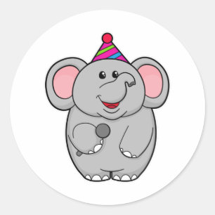 Sticker Rond Eléphant à la fête avec microphone