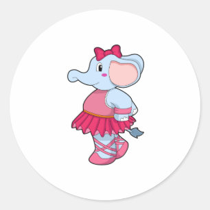 Sticker Rond Eléphant au Ballet avec jupe
