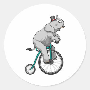 Sticker Rond Eléphant au cirque avec vélo