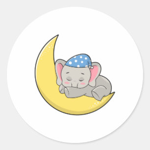 Sticker Rond Eléphant au coucher avec masque de couchage
