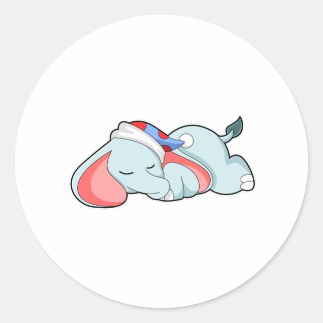 Sticker Rond Eléphant au coucher avec tête de lit (Devant)