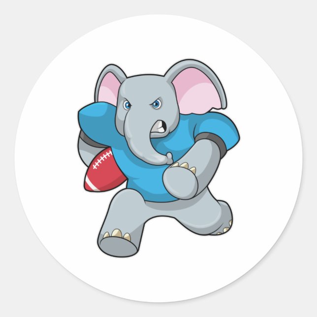 Sticker Rond Elephant au football avec équipement (Devant)