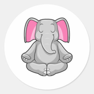 Sticker Rond Eléphant au yoga en jambe