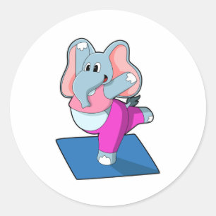 Sticker Rond Eléphant au Yoga Exercices d'étirement à debout