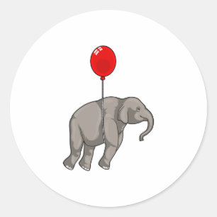 Sticker Rond Eléphant avec ballon