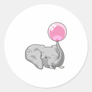 Sticker Rond Eléphant avec ballon