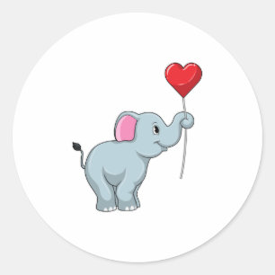 Sticker Rond Eléphant avec ballon cardiaque